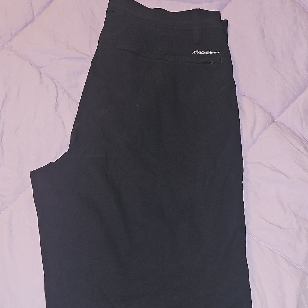 Eddie Bauer Men's Stretch Black Flat Front Shorts